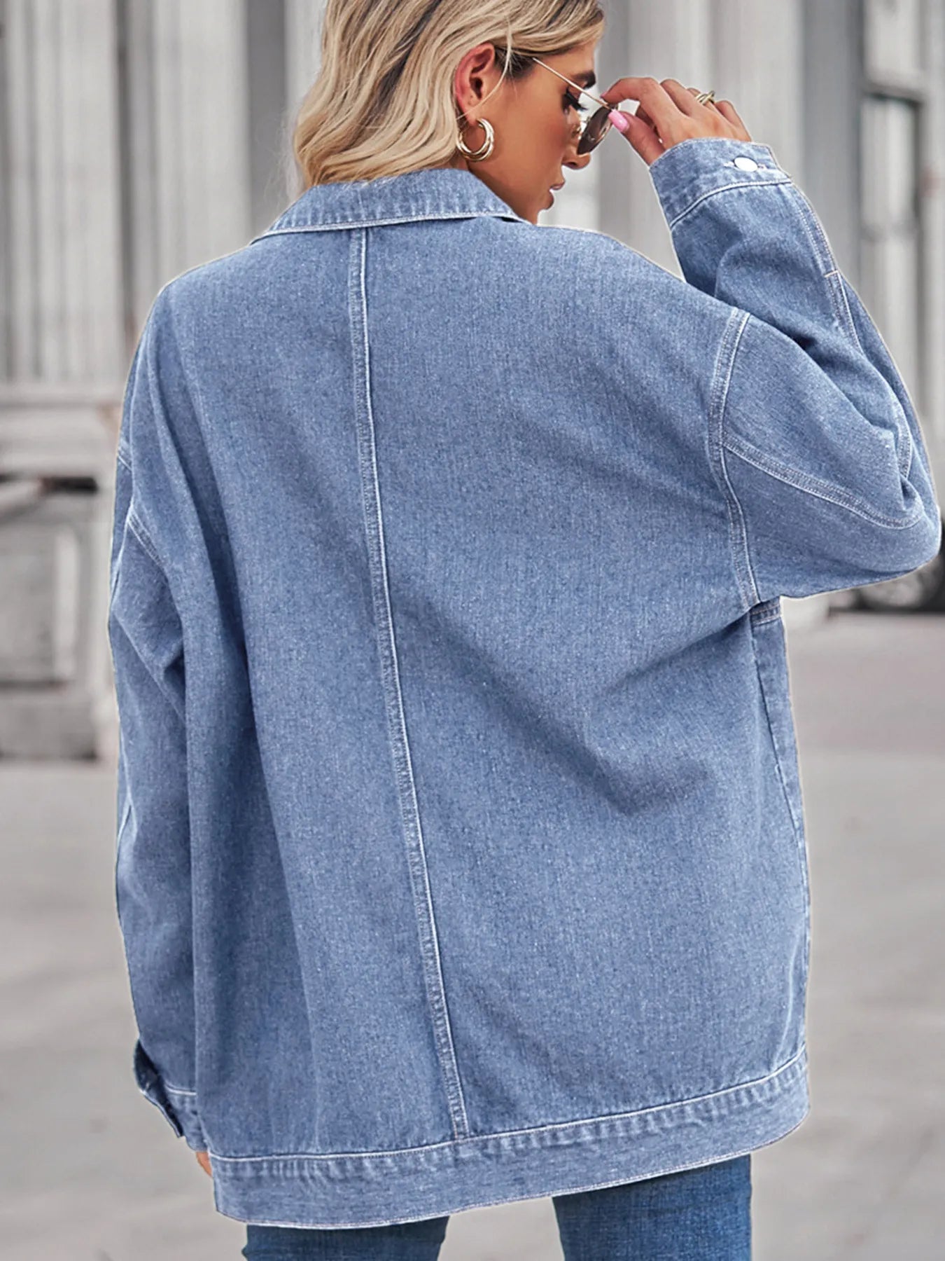 Button Up Long Sleeve Denim Jacket - Tigbul's Variety Fashion Shop