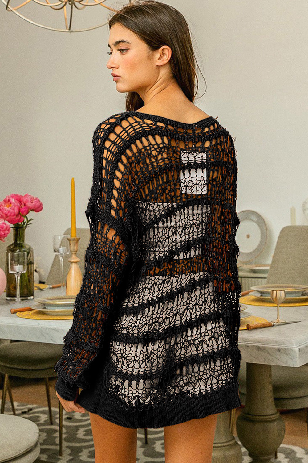 BiBi Long Sleeve Knit Cover Up - Tigbuls Variety Fashion