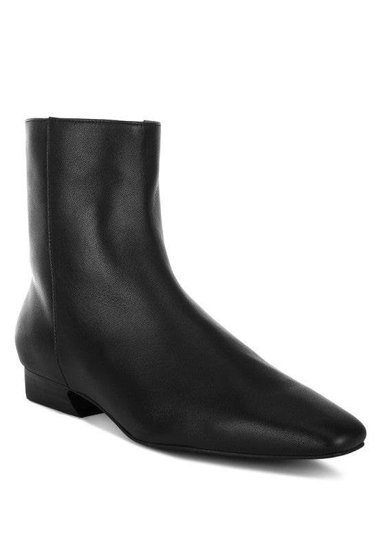 Obita Flared Heel Genuine Leather Boots - Tigbul's Variety Fashion Shop