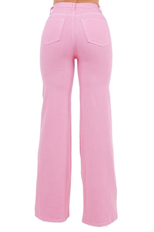 Rodeo Wide Leg Jean in Pink - Tigbul's Variety Fashion Shop