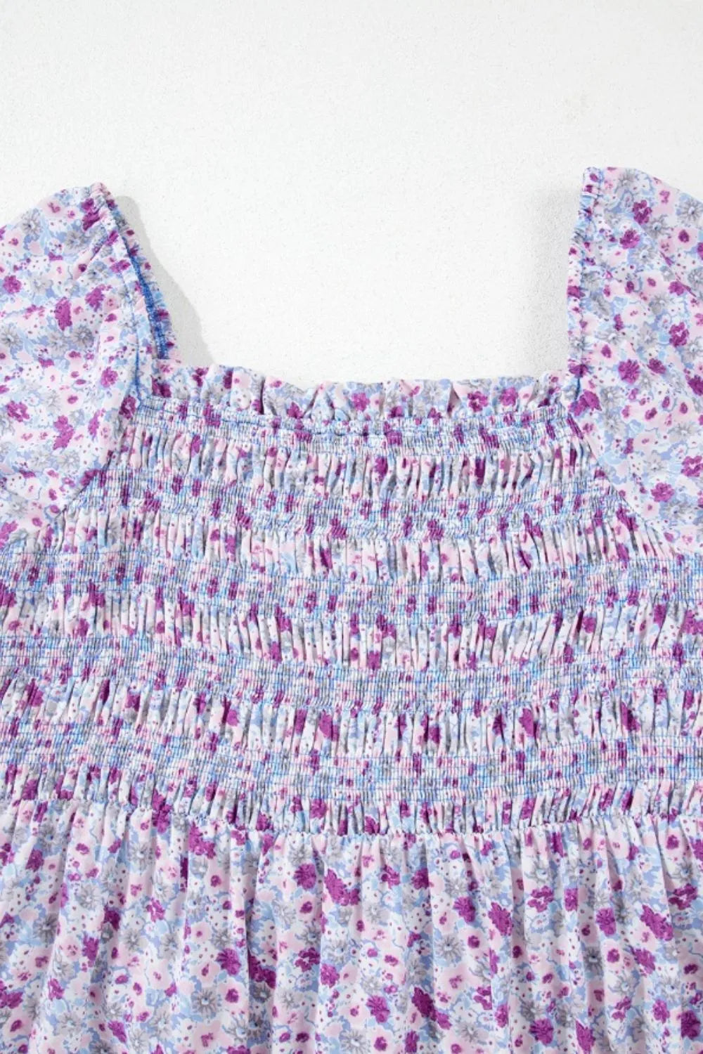Lavender Tiered Floral Shirred High Waist Maxi Dress - Tigbul's Variety Fashion Shop
