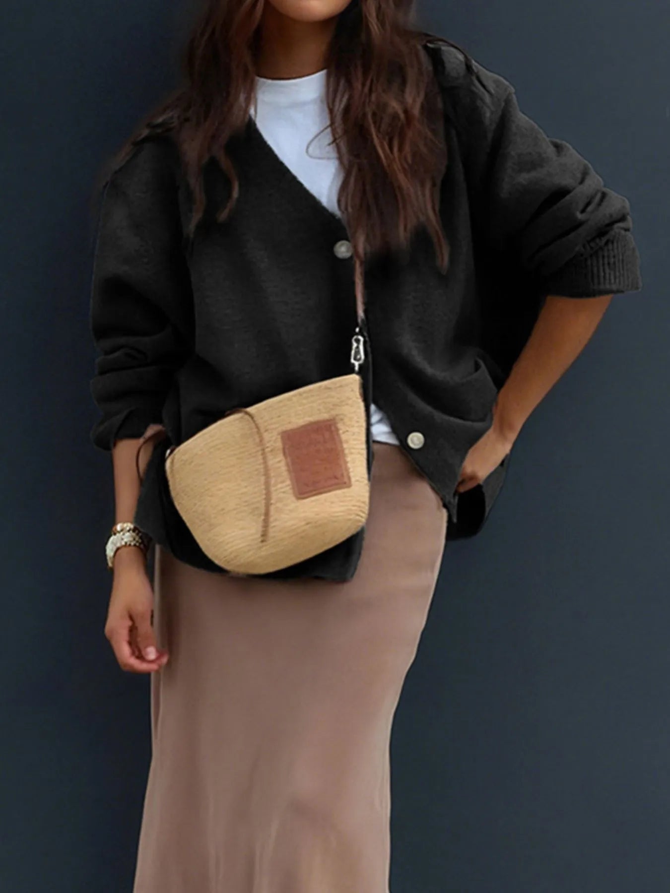 Button-Front Long Sleeve Cardigan - Tigbul's Variety Fashion Shop
