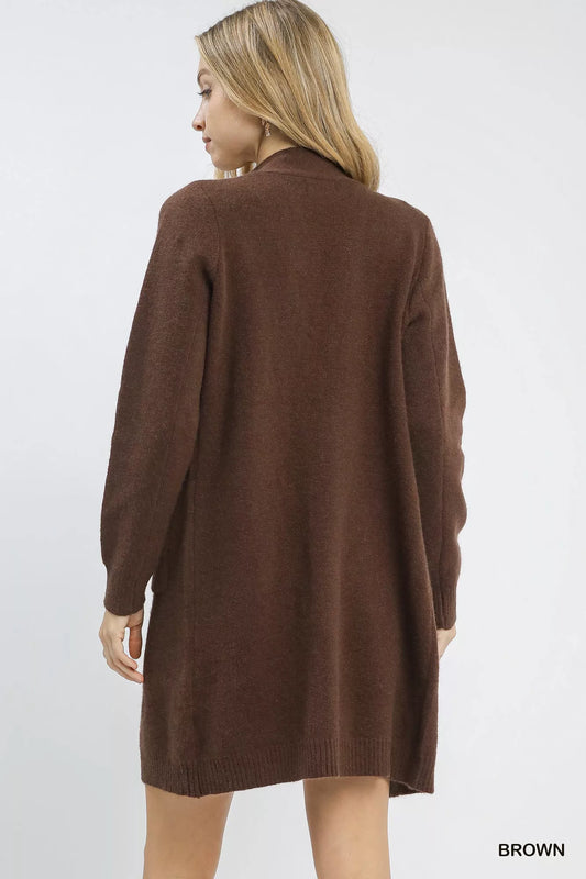 Umgee Button-Down Longline Sweater Cardigan with Front Pockets - Tigbul's Variety Fashion Shop