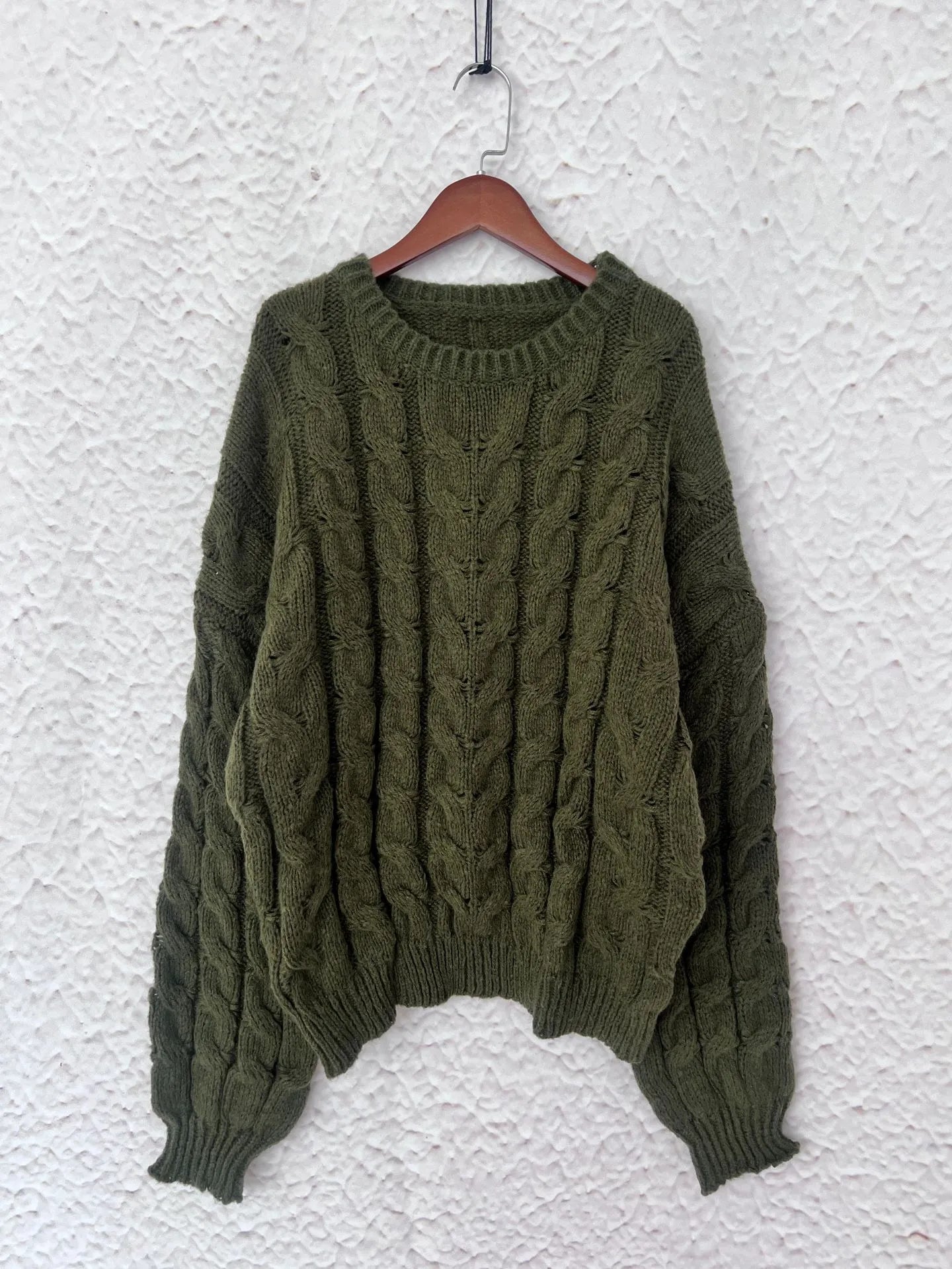 Cable Knit Long Sleeve Sweater - Tigbul's Variety Fashion Shop