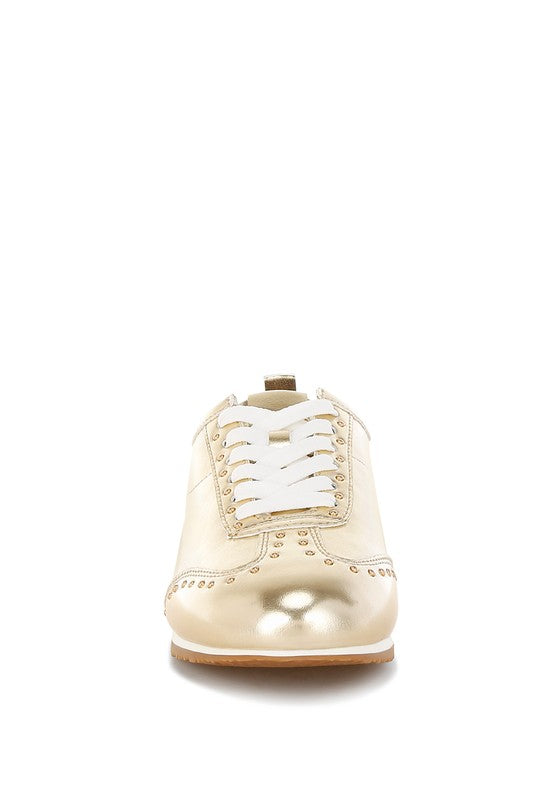 Yorika Studded Metallic Pleather Sneakers - Tigbul's Variety Fashion Shop