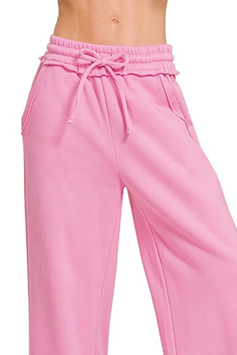 Zenana Fleece Exposed Seam Wide Leg Sweatpants - Tigbul's Variety Fashion Shop