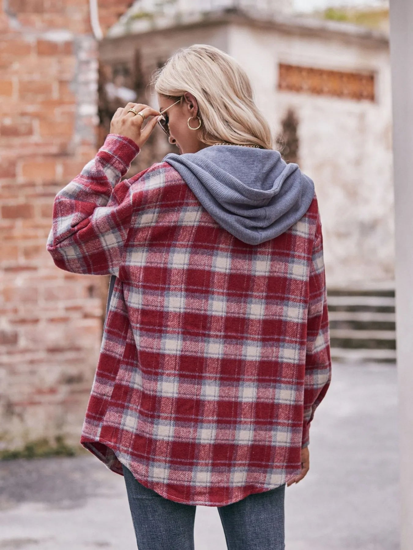 Oversized Plaid Button Up Shacket - Tigbul's Variety Fashion Shop