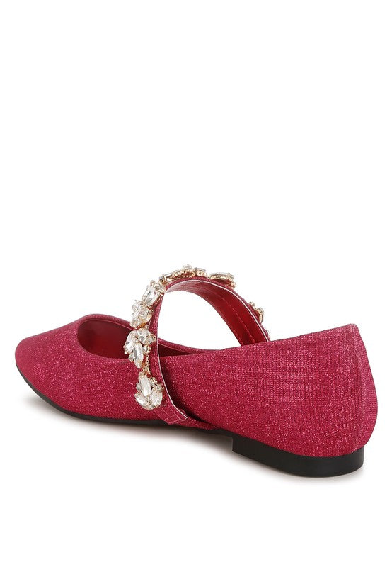 Flavia Diamante Brooch Glitter Ballerinas - Tigbul's Variety Fashion Shop