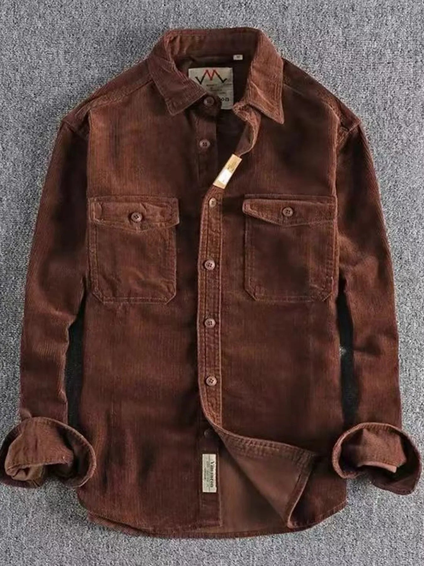 Men's Plus Size Corduroy Long Sleeve Button Up Shirt - Tigbul's Variety Fashion Shop