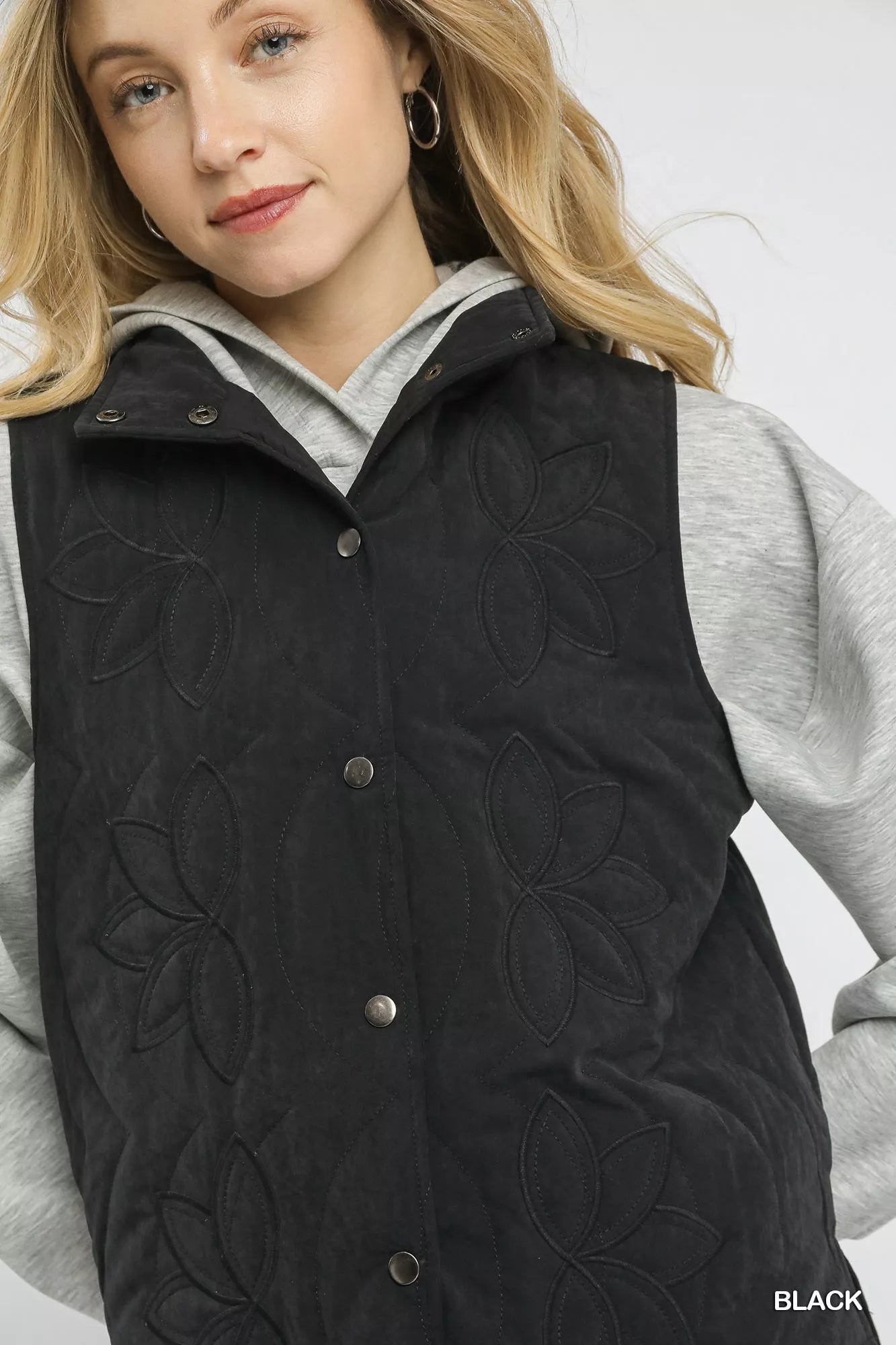 Umgee Quilted Embroidered Vest - Tigbul's Variety Fashion Shop