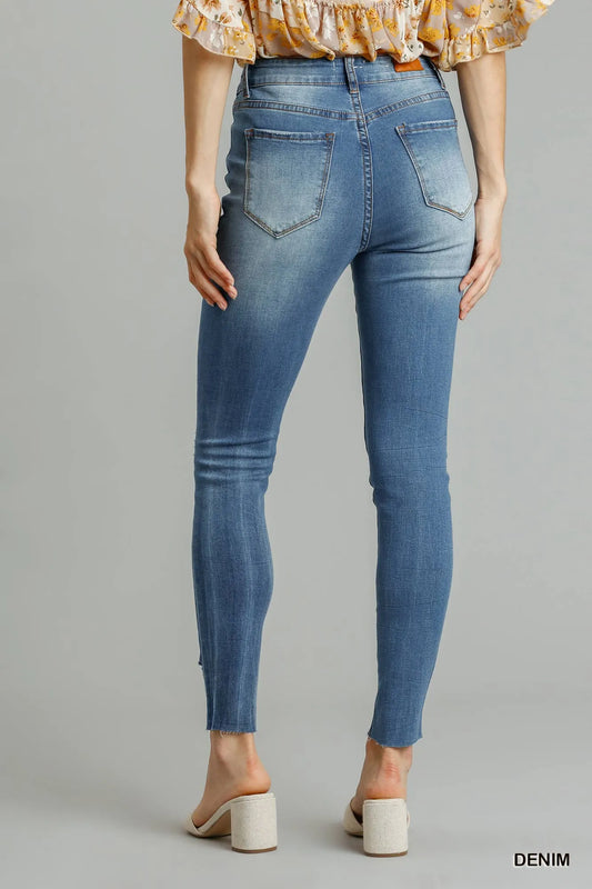 Umgee Distressed Skinny Jeans with Edge Detail - Tigbul's Variety Fashion Shop