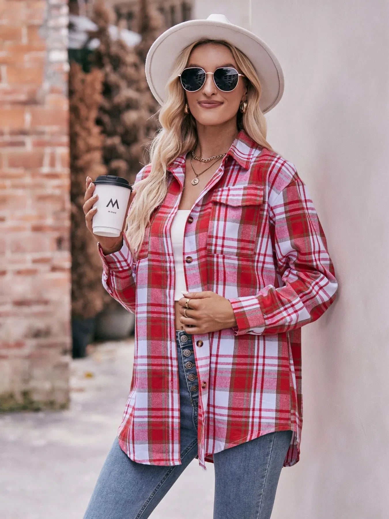 Plaid Button-Down Long Sleeve Shirt - Tigbul's Variety Fashion Shop