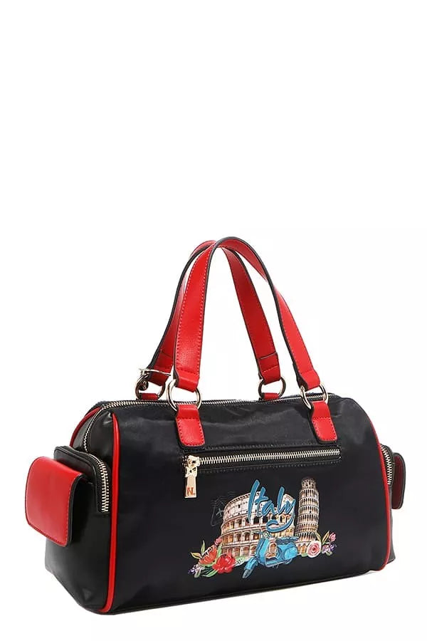 Nicole Lee USA Martha Travels Italy Wide Handbag with Rhinestones - Tigbul's Variety Fashion Shop