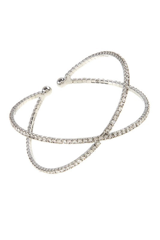 LUXURY CROSSED ADJUSTABLE RHINESTONE BRACELET - Tigbul's Variety Fashion Shop