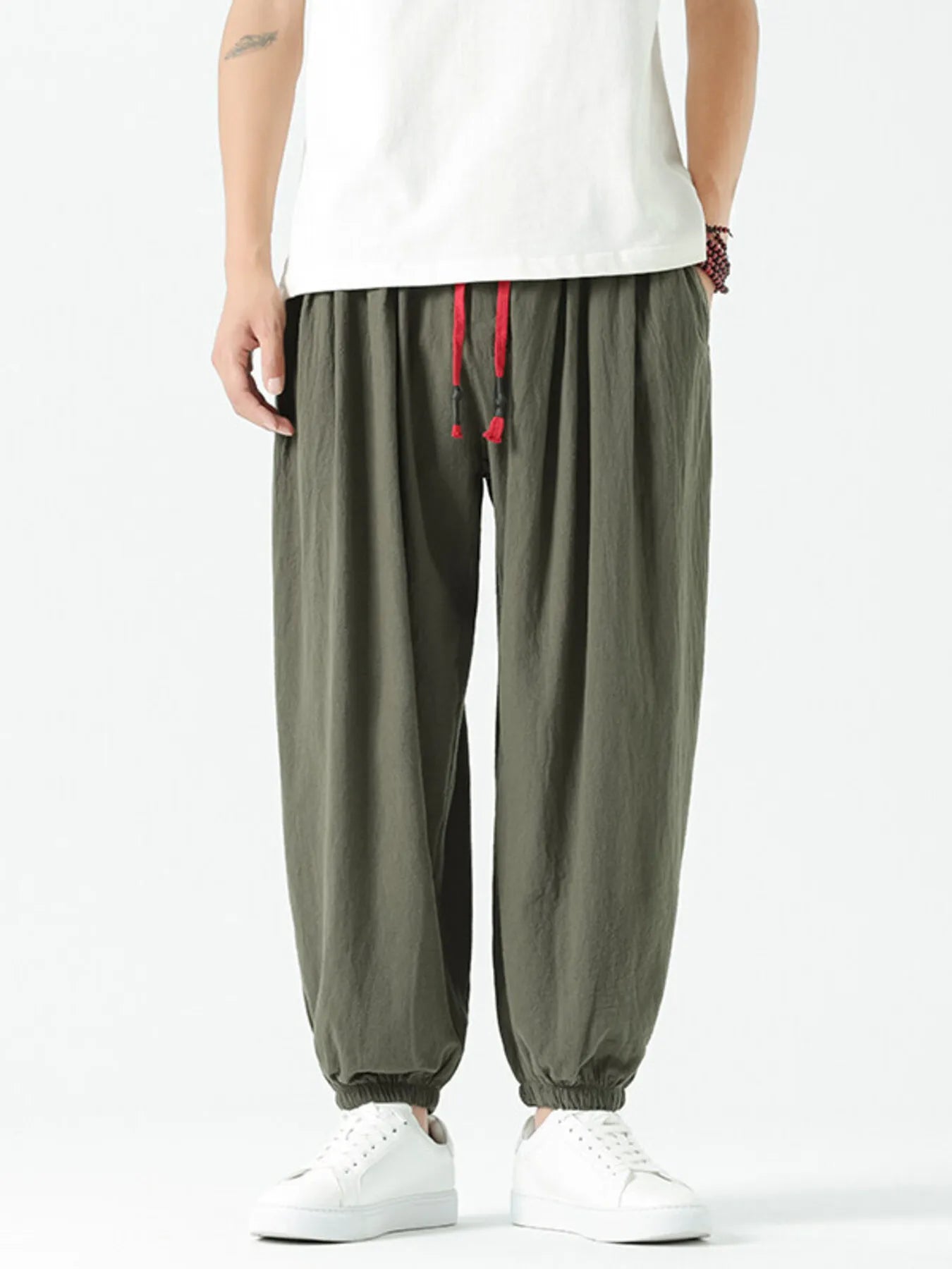 Men's Drawstring Wide Leg Relaxed Fit Pants - Tigbul's Variety Fashion Shop