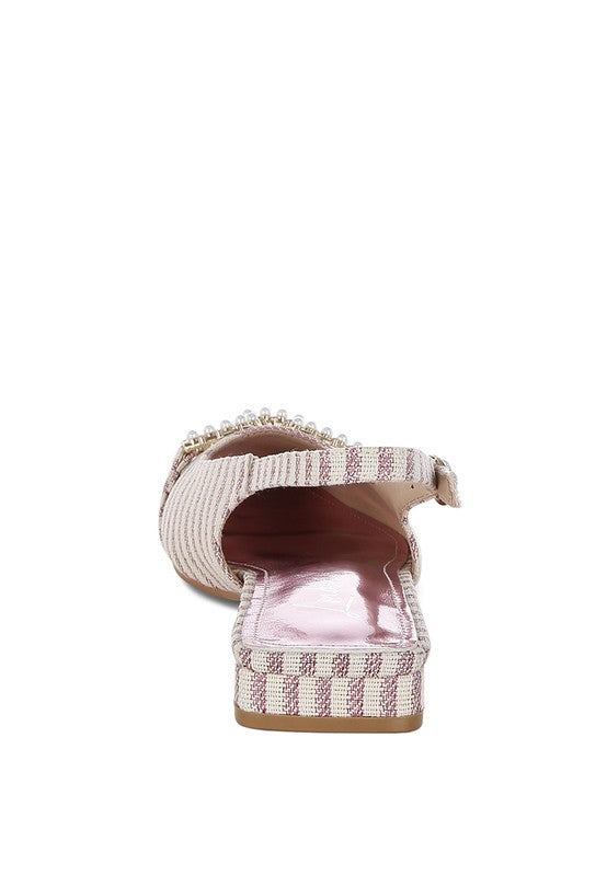 Women's Pearl-Detailed Horsebit Woven Flats - Tigbul's Variety Fashion Shop