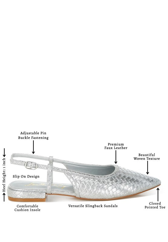 Kurina Metallic Woven Slingback Sandals - Tigbul's Variety Fashion Shop