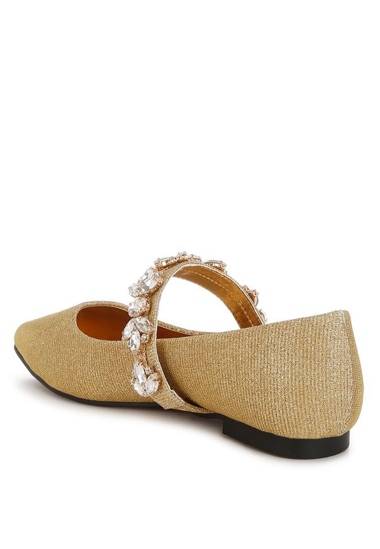 Flavia Diamante Brooch Glitter Ballerinas - Tigbul's Variety Fashion Shop