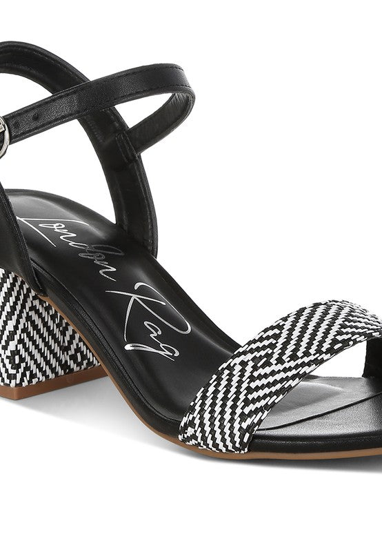 Tulata Raffia Pin Buckle Block Black Heels - Tigbul's Variety Fashion Shop