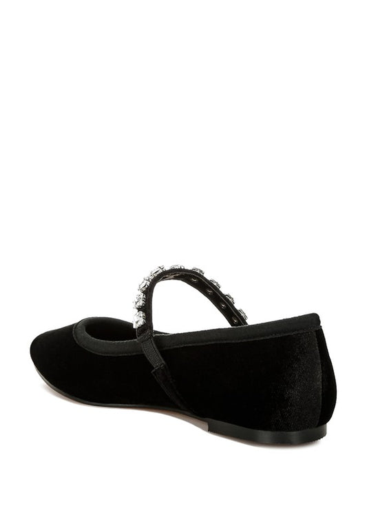 Aralia Velvet Mary Jane Ballerinas - Tigbul's Variety Fashion Shop