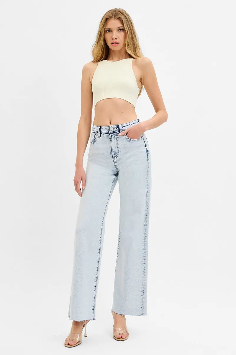 RISEN Full Size High Rise Wide Leg Jeans Plus Size - Tigbul's Variety Fashion Shop