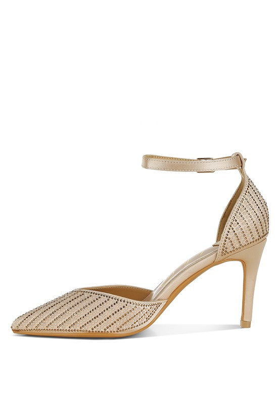Wanda Pearls & Sequins Embellished High Heel Sandals - Tigbul's Variety Fashion Shop