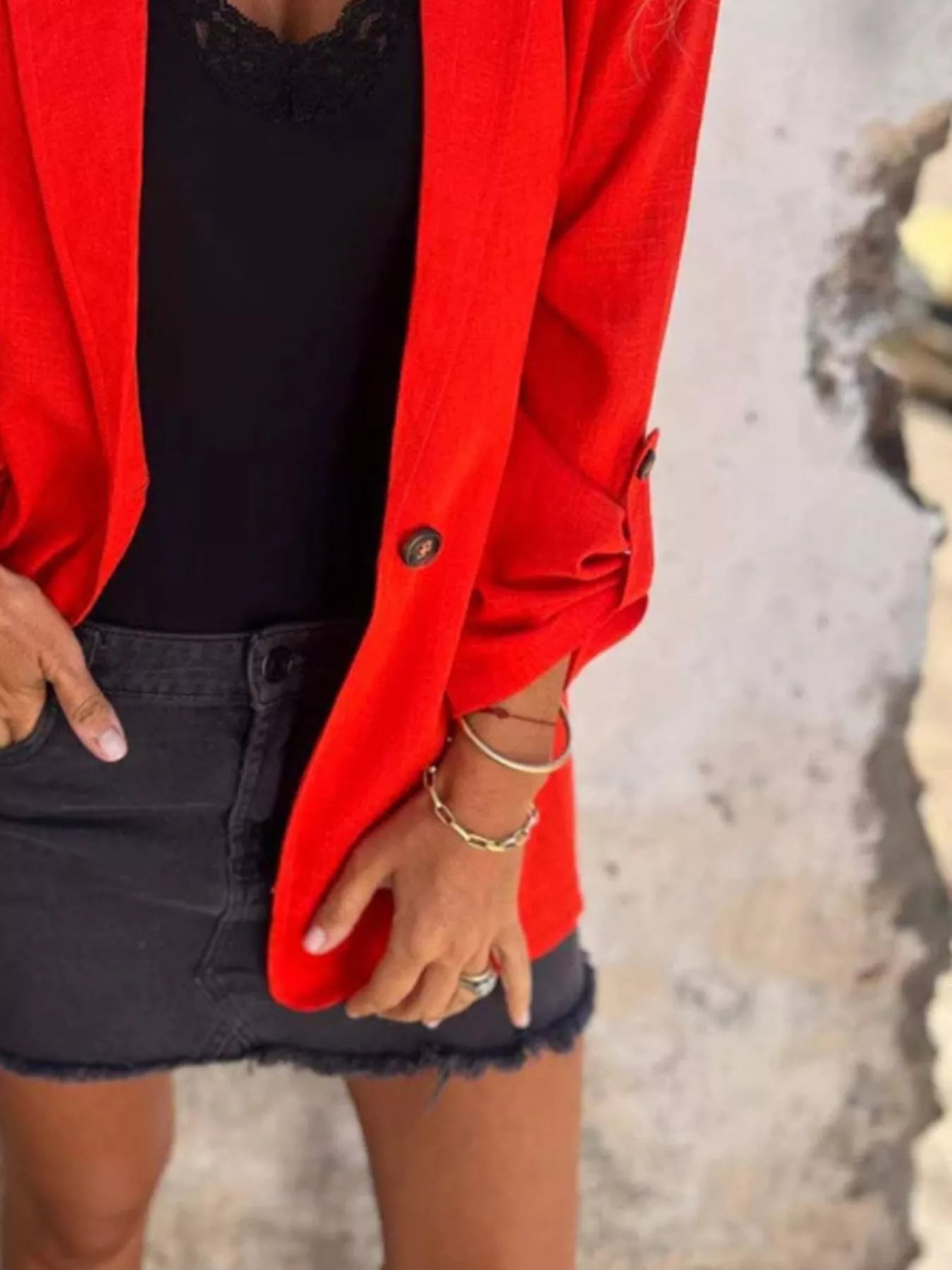 Full Size Lapel Collar Long Sleeve Blazer Plus Size - Tigbul's Variety Fashion Shop