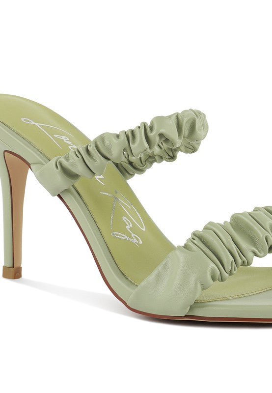 Qualie Gathered Around Strap Slip-On High Heels - Tigbul's Variety Fashion Shop