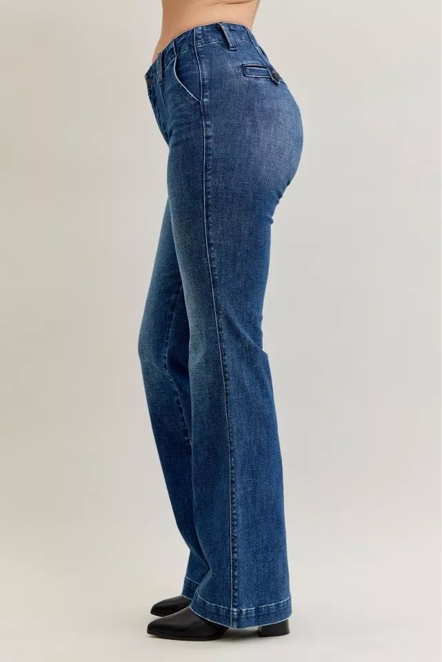 Judy Blue Full Size Mid Rise Bootcut Jeans with Welt Pockets Plus Size - Tigbul's Variety Fashion Shop