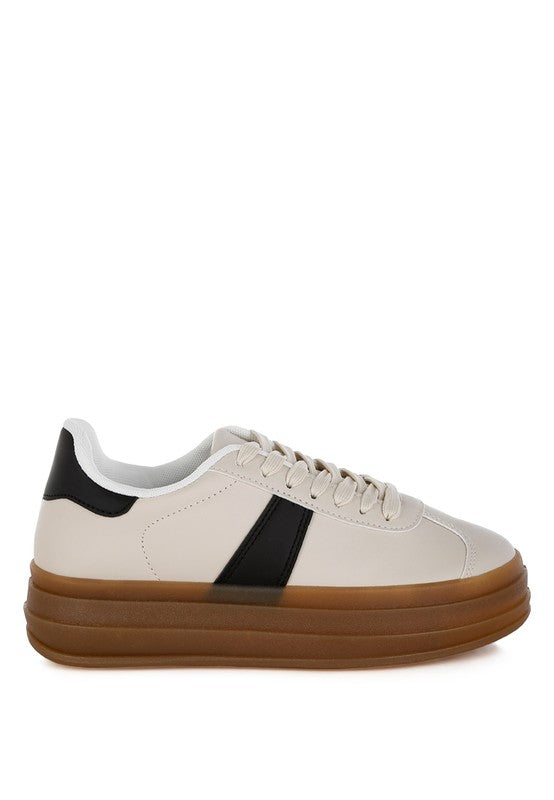 Knockout Faux Leather Lace-Up Sneakers - Tigbul's Variety Fashion Shop