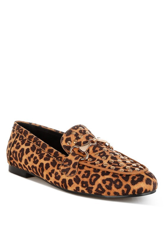 Meopa Horsebit Studs Leopard Print Loafers - Tigbul's Variety Fashion Shop