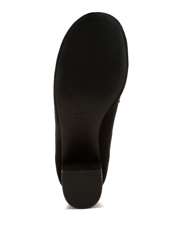 Astra Block Heel Genuine Suede Loafers - Tigbul's Variety Fashion Shop