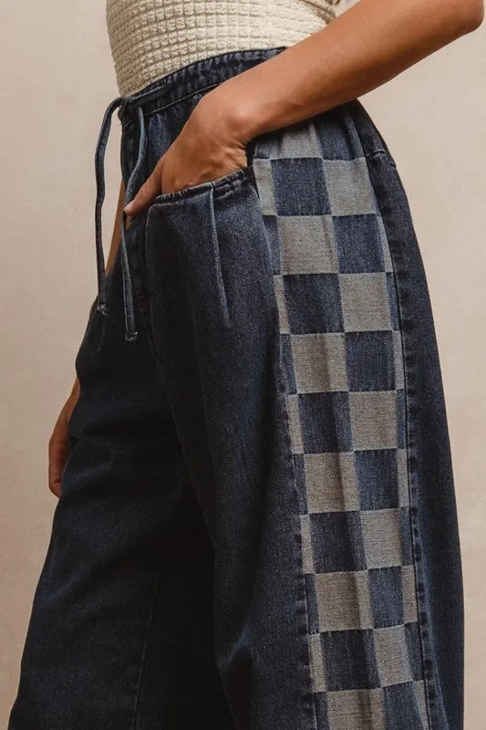 BiBi Washed Denim Mix And Match Long Pants - Tigbul's Variety Fashion Shop