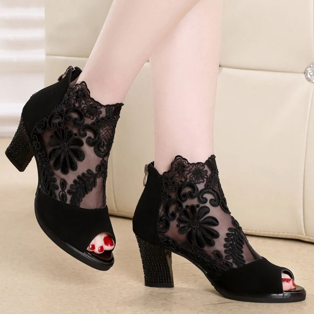 Peep Toe Block Heels Sandals - Tigbul's Variety Fashion Shop