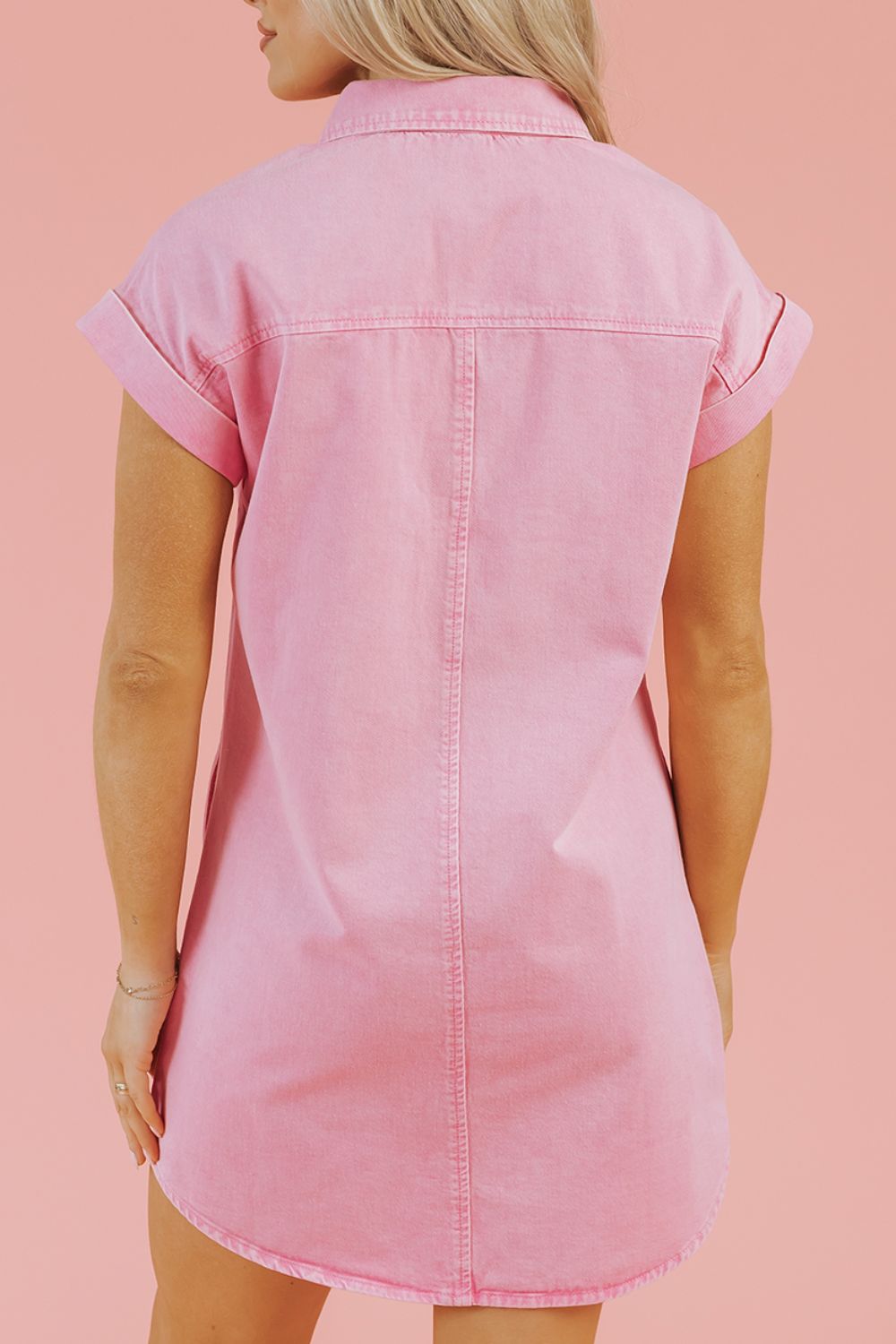 Button Down Short Sleeve Denim Dress - Tigbul's Variety Fashion Shop