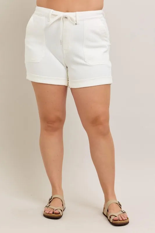 Judy Blue Plus Size High Waist Cuff Denim Shorts - Tigbul's Variety Fashion Shop