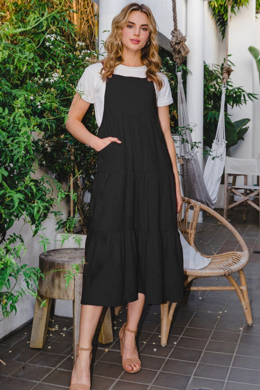 ODDI Full Size Sleeveless Tiered Midi Dress - Tigbul's Variety Fashion Shop