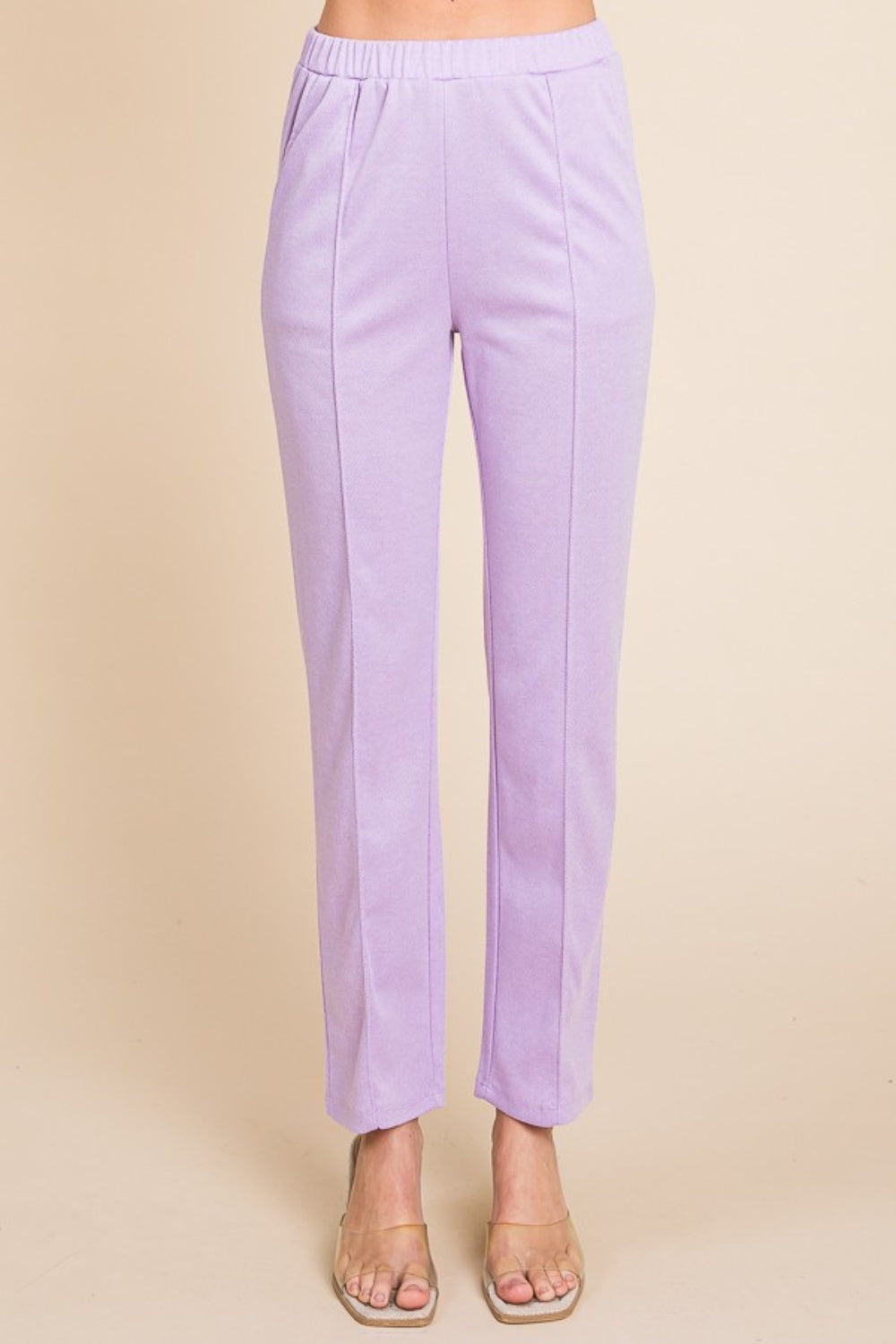 Lilac Pin Tuck Detail Slim Pants - Tigbul's Variety Fashion Shop