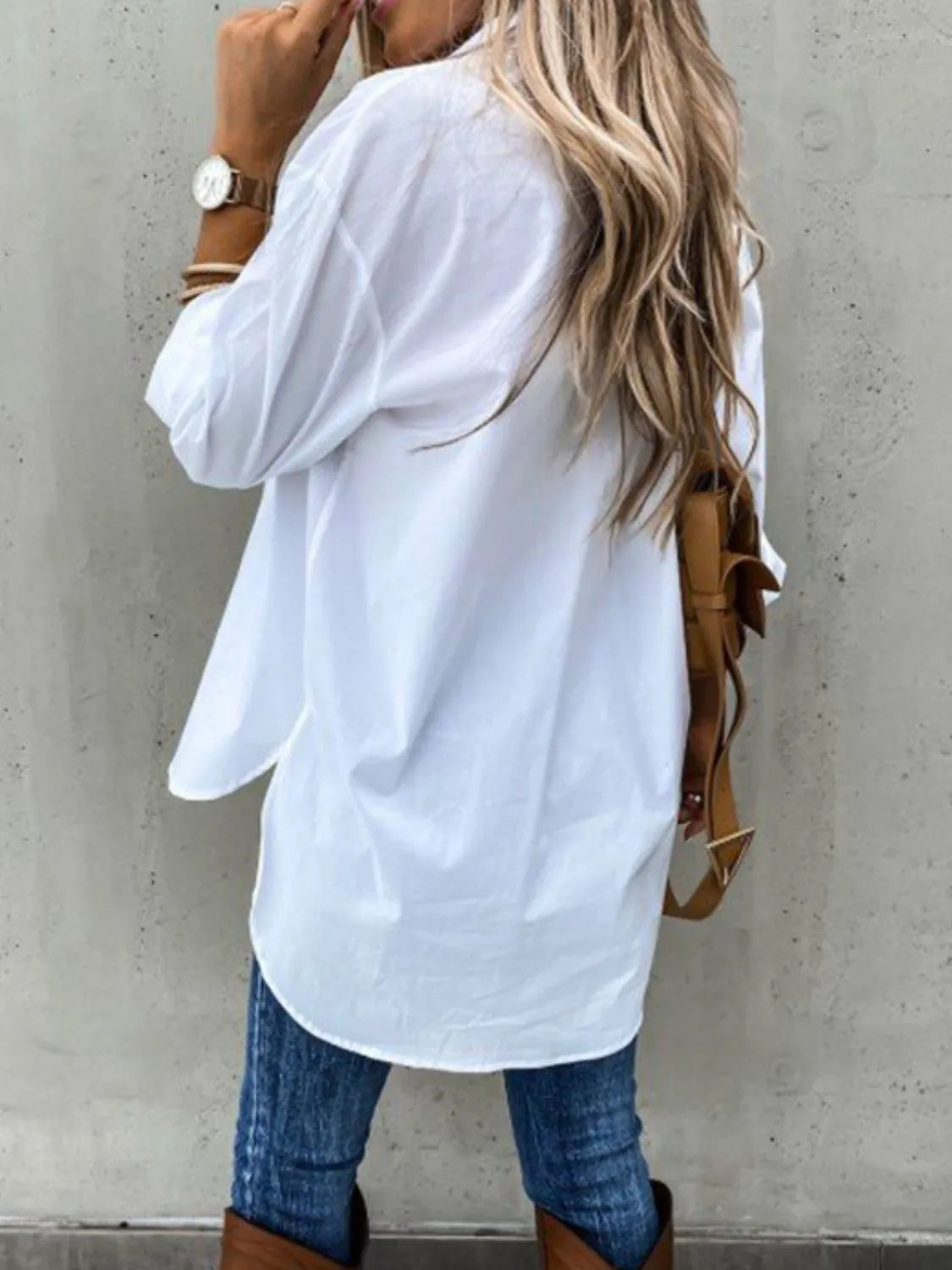 Button Up Roll-Tab Sleeve Shirt - Tigbul's Variety Fashion Shop