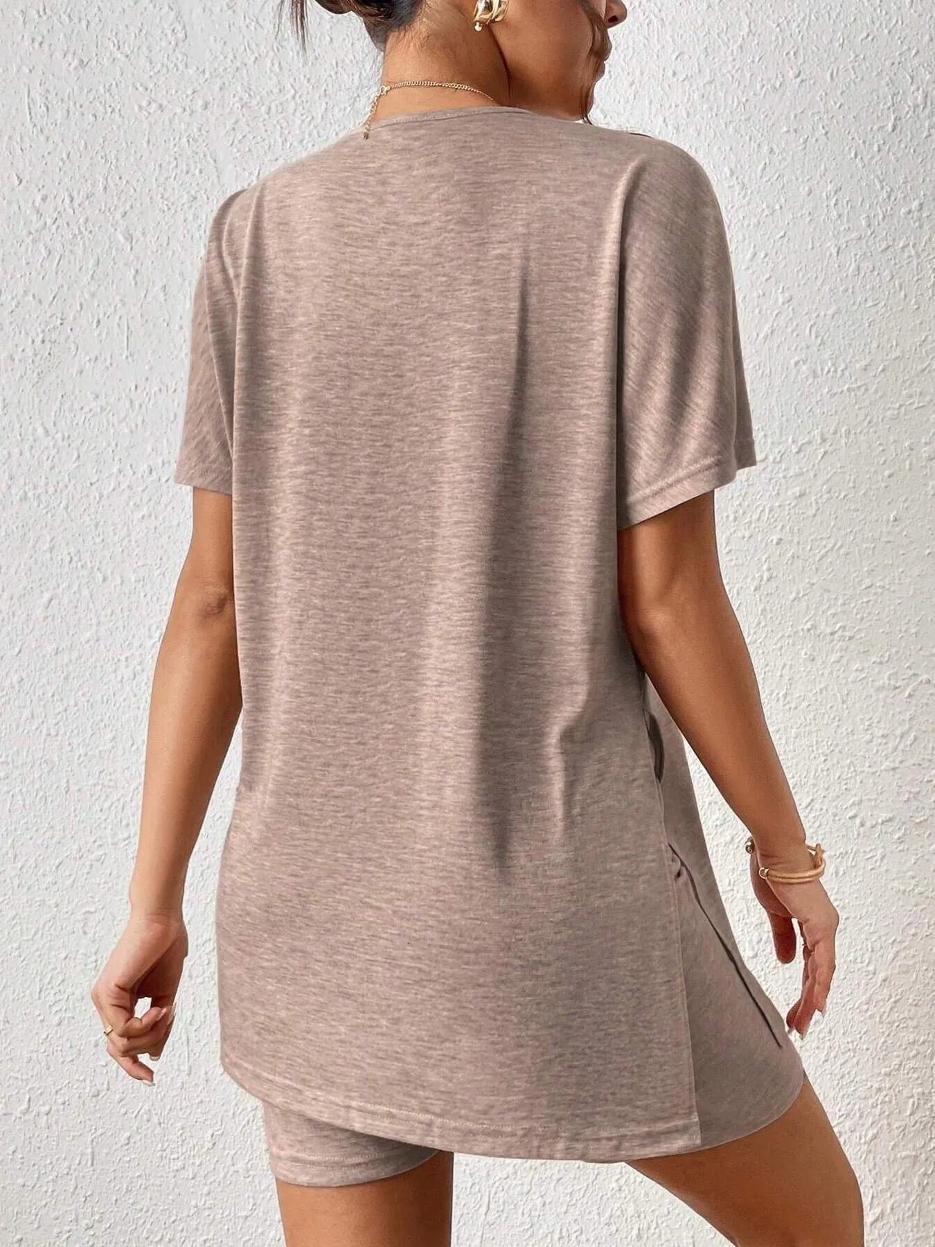 Casual Round Neck T-Shirt and Shorts Set - Tigbul's Variety Fashion Shop