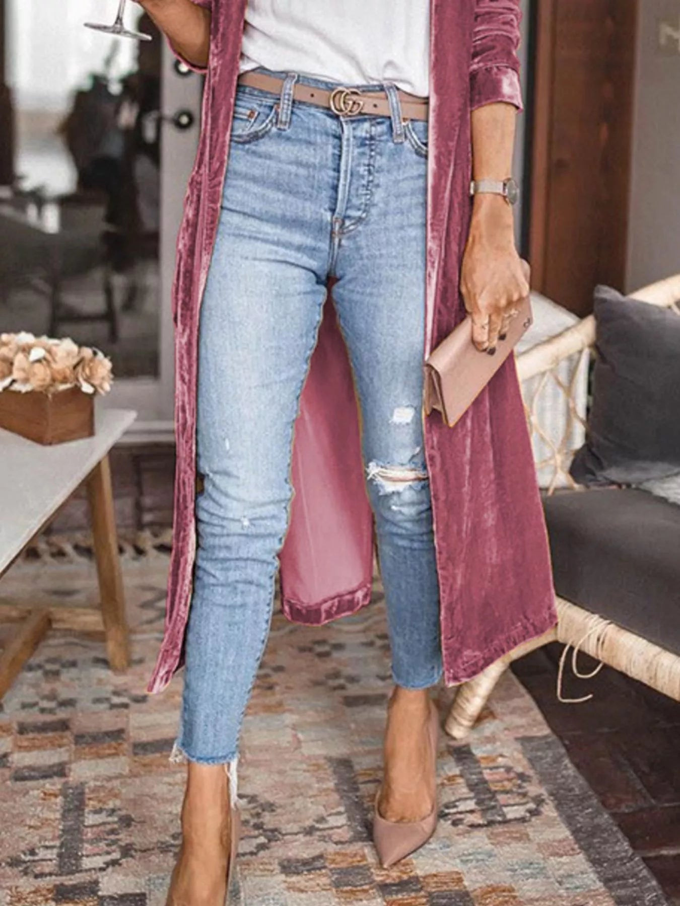 Open Front Long Sleeve Longline Cardigan - Tigbul's Variety Fashion Shop