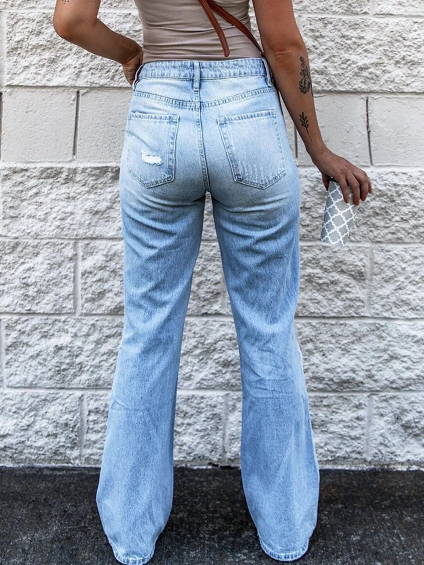 High Waist Distressed Blue Jeans - Tigbul's Variety Fashion Shop