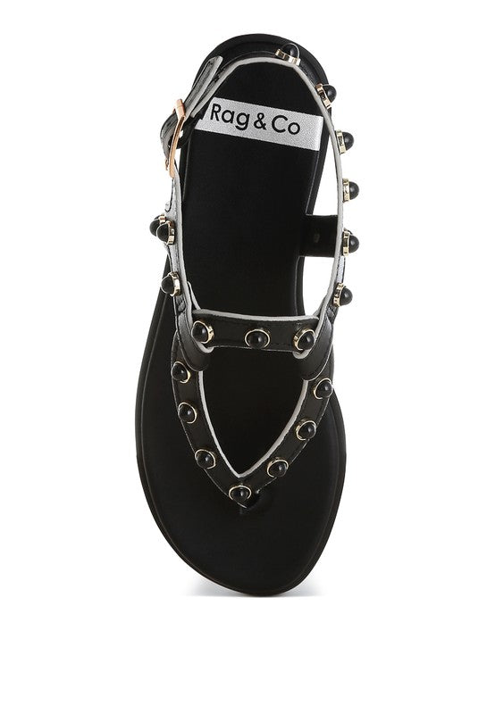 Avens Pearl Rivet Studded Flats - Tigbul's Variety Fashion Shop