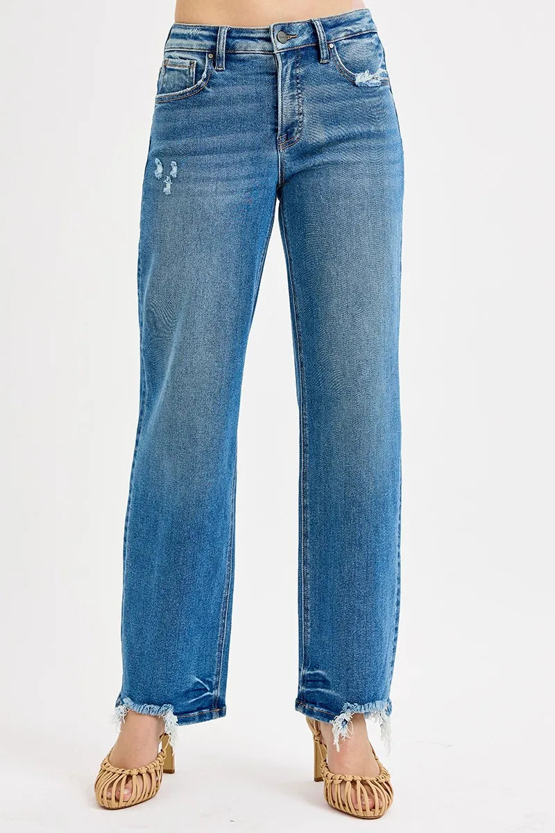 RISEN Full Size Mid Rise Baggy Jeans Plus Size - Tigbul's Variety Fashion Shop