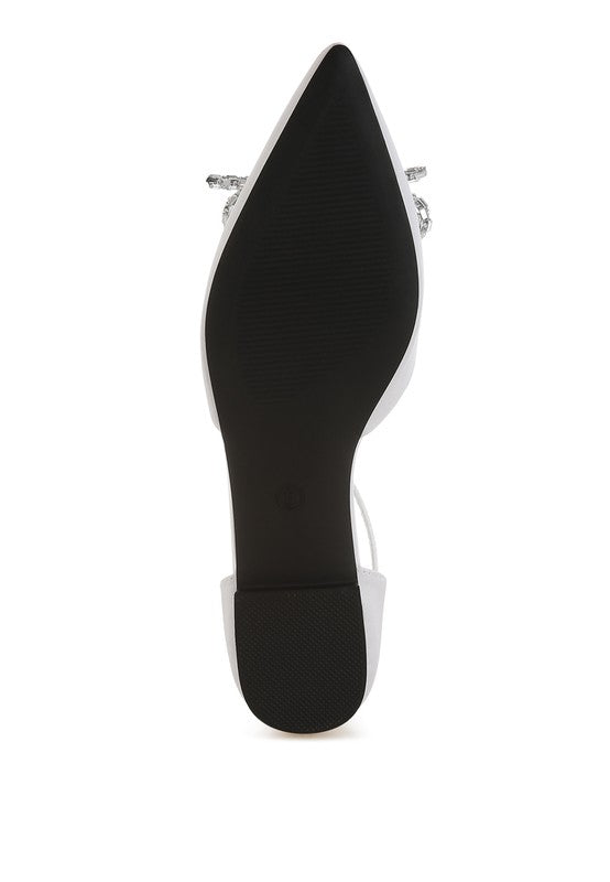 Simina Rhinestone Detail Bow Flat Sandals - Tigbul's Variety Fashion Shop
