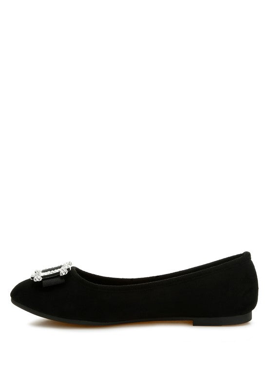 Prajik Rhinestone Buckle Detail Ballerinas - Tigbul's Variety Fashion Shop