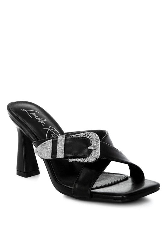 Mohaya Engraved Metallic Buckle Sandals - Tigbul's Variety Fashion Shop
