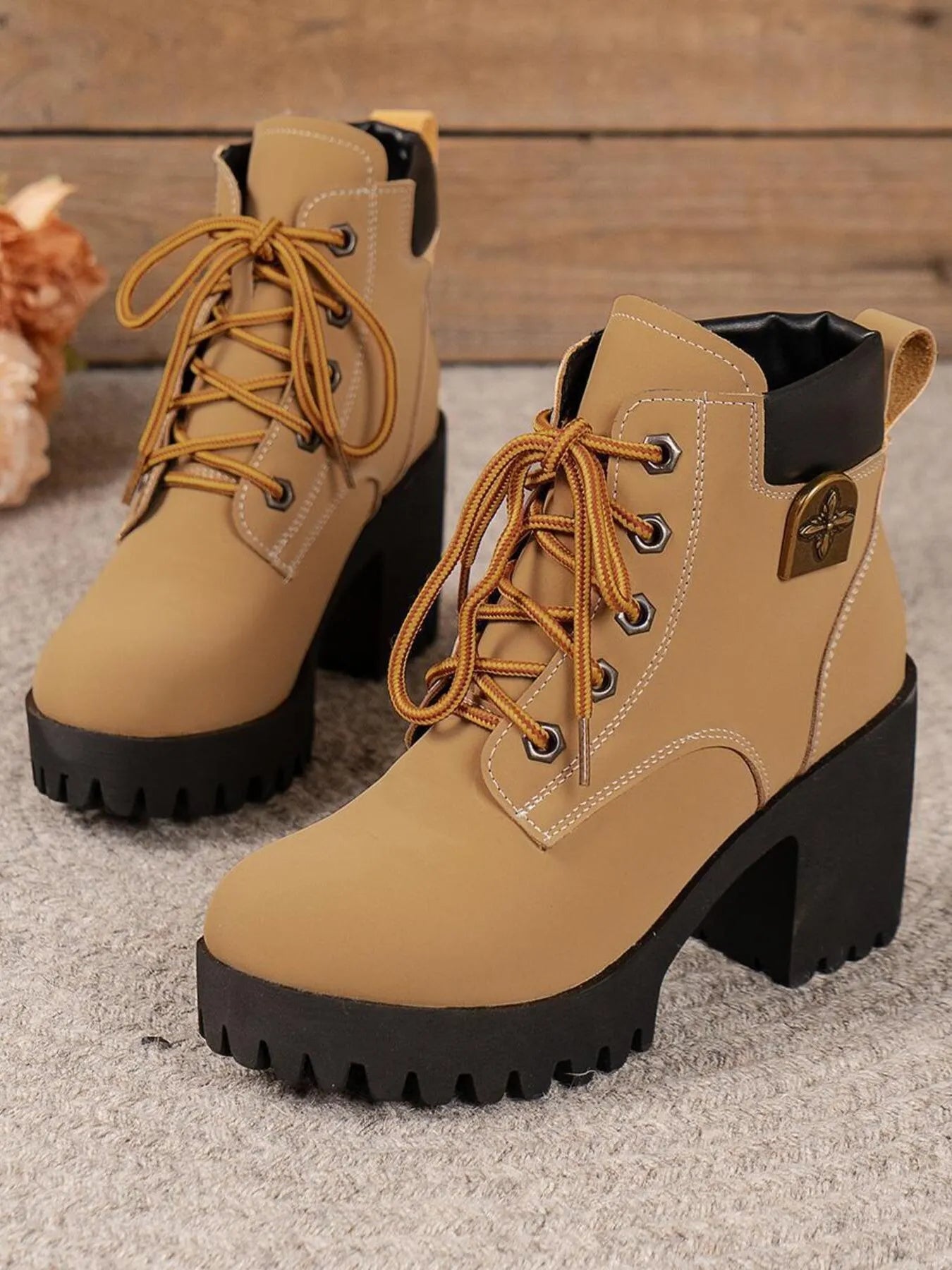 Lace Up Block Heel Boots - Tigbul's Variety Fashion Shop