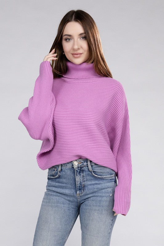 Viscose Dolman Sleeve Turtleneck Sweater - Tigbul's Variety Fashion Shop