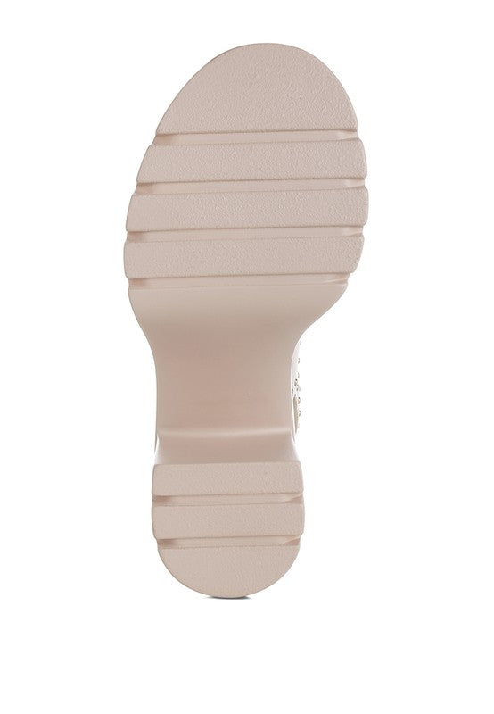 Nambo Stud Embellished Block Heel Sandals - Tigbul's Variety Fashion Shop